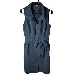 Poetry Clothing Womens Blue Sleeveless Button Front Corset Back Dress Large